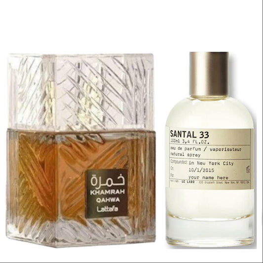 Santal 33 1.1 y Khamrah Qahwa 1.1