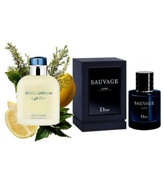 Light Blue Men 1.1 y Sauvage Elixir 1.1